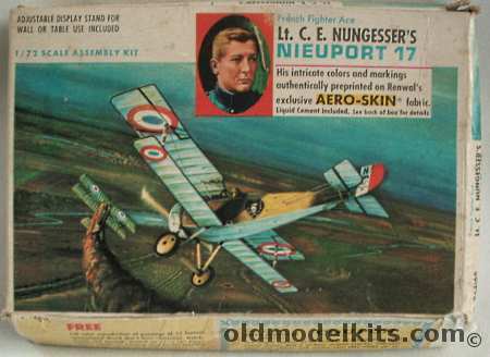 Renwal 1/72 Lt. C.E. Nungessers Nieuport 17 Aeroskin, 264-59 plastic model kit